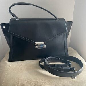 Michael Kors Black Leather Top-Handle Crossbody Satchel